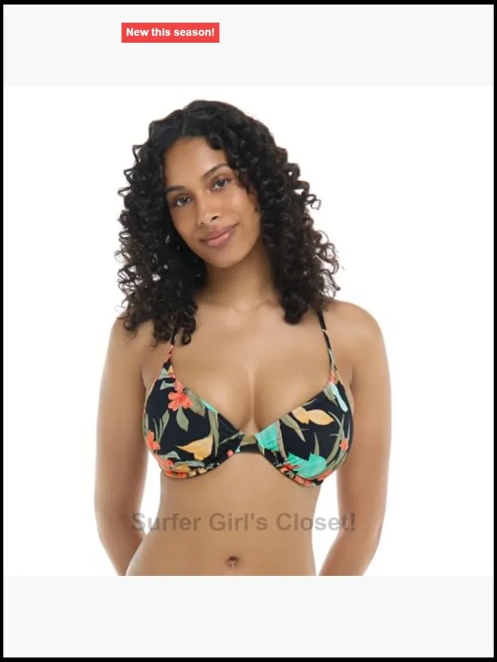 Underwire Bikini Top for Fuller Bust D-F Cup Adjustable 2-Way Back